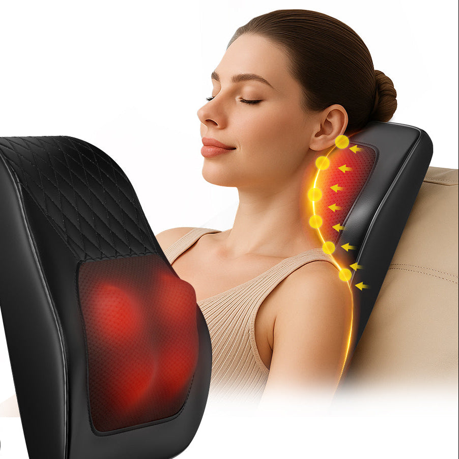 Neck Pillow Massager With Heat 3 Speed Vibration Relaxing Neck Shoulder Back Support  Portable Comfort Pillow For Home Office